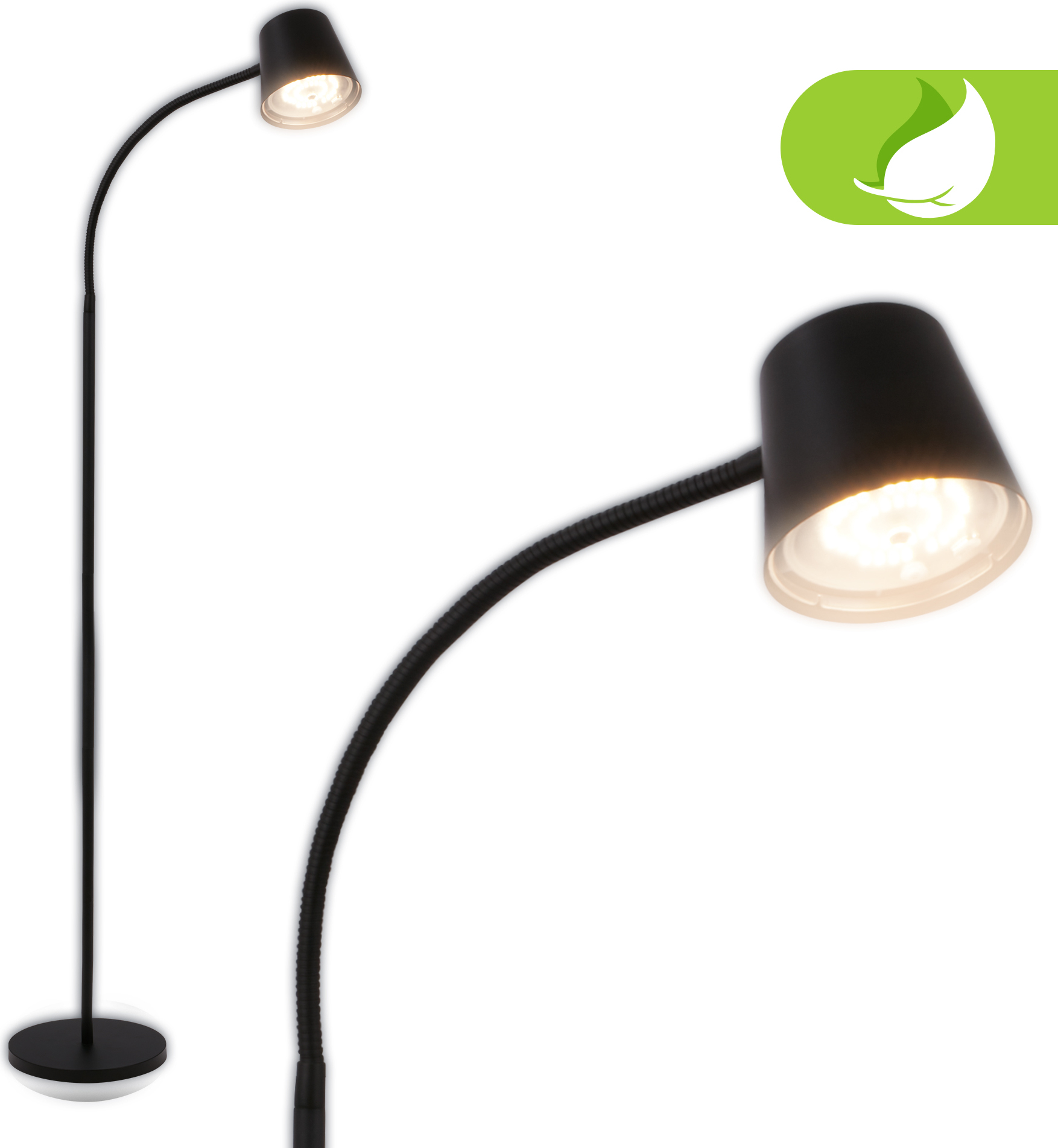 Briloner Cielo LED Stehlampe kabellos, Dimmbar, Touch, USB-C Aufladung, Kabellos, Schwarz, 126,5 x 21 cm 1502015