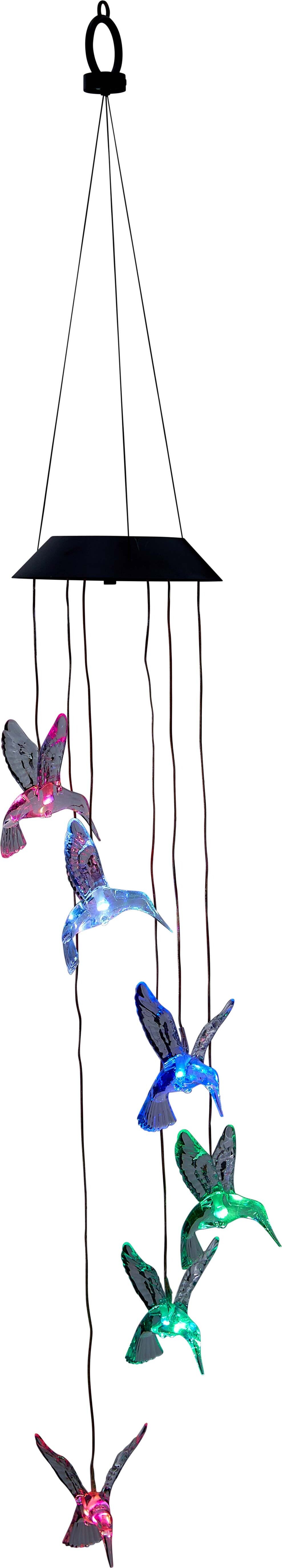 Northpoint LED Solar Windspiel Kolibri RGB Farbdurchlauf für Außen mit Dämmerungssensor 8 Stunden Akkulaufzeit