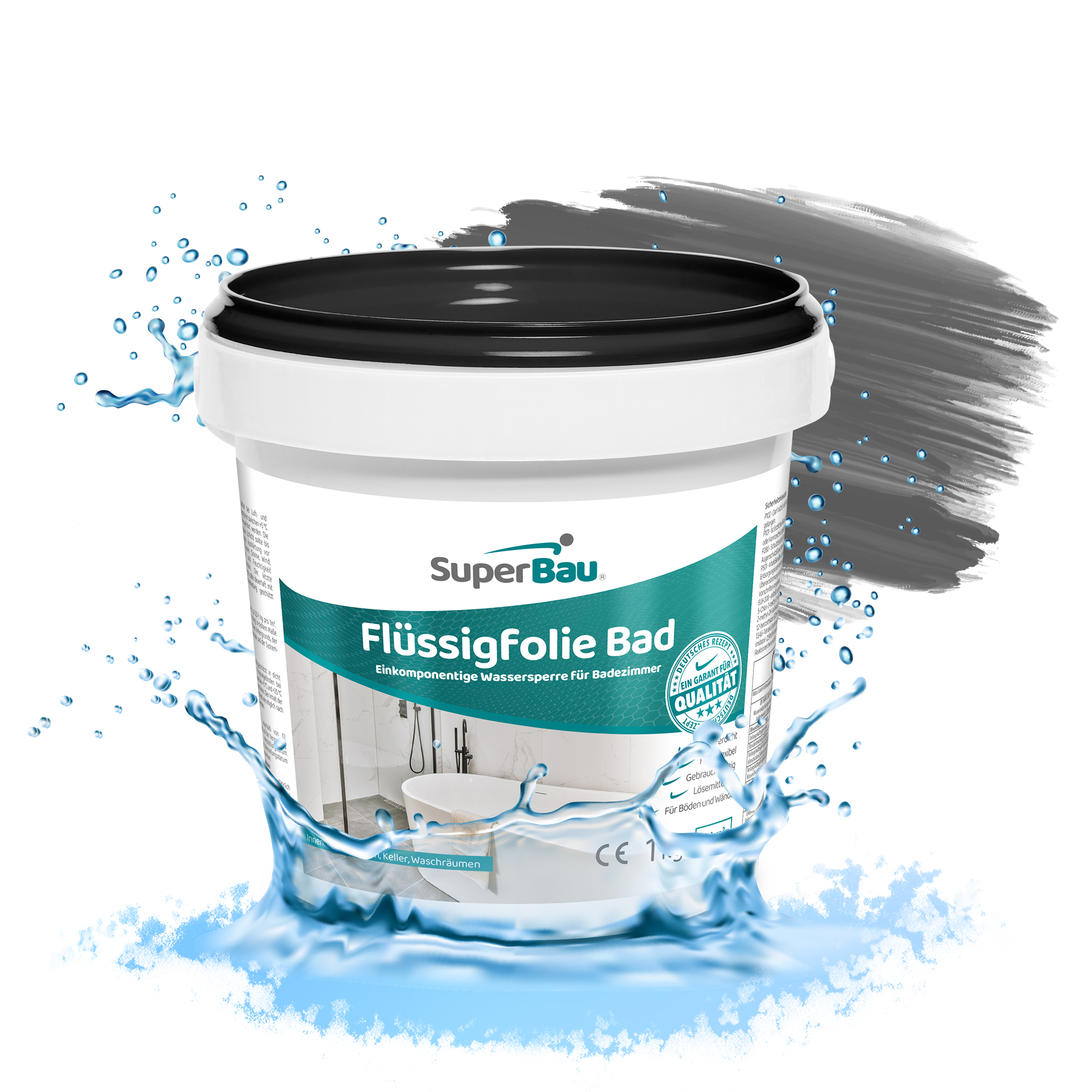 SuperBau Flüssigfolie 1 kg BAD & DUSCHE Abdichten Badezimmer Fliesen Abdichtfolie Duschabdichtung 2384