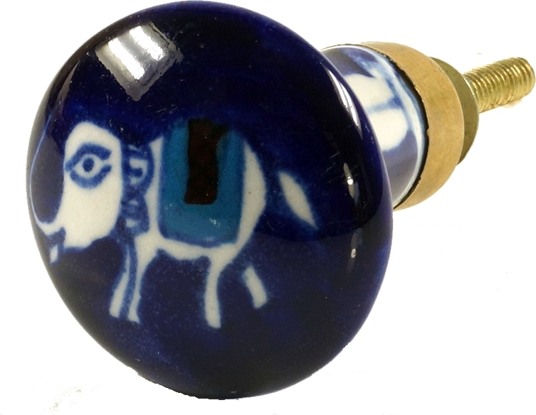 Guru-Shop Konischer Möbelknopf Keramik, Blau, 3*3*6,5 cm, Möbelknöpfe 25710