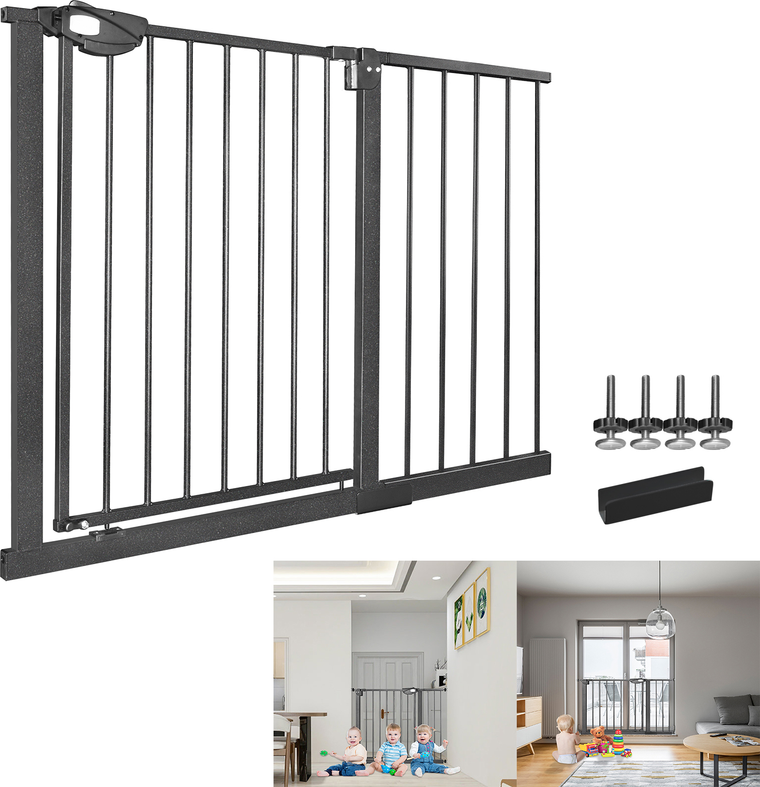 YUENFONG Treppenschutzgitter Ohne Bohren - 75-85cm Baby Türgitter Auto-Close