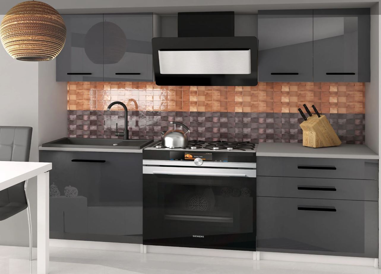 Belini NEU Küche INFINITI 120 cm Hochglanz 4 Farbvarianten grau INF TIESTO2/3/WT/S/0/B1 50456-001