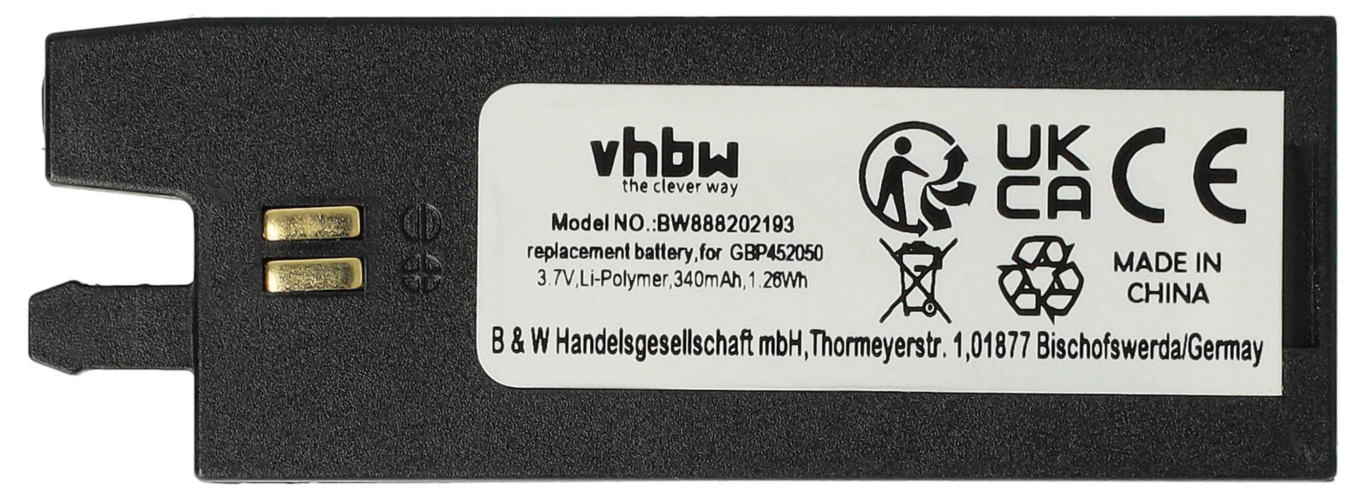 vhbw Akku Ersatz für Gibson GBP452050 für E-Gitarre Stimmgerät (340 mAh, 3,7 V, Li-Polymer) 169768015-3