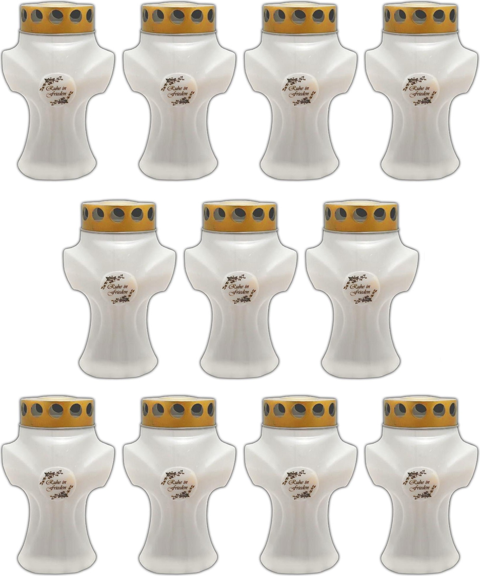 HAC24 Grablicht-Set – 20 Weiße Kerzen Mit Deckel & Engel-Motiv, Ca. 50 H Brenndauer, Für Grabdekoration