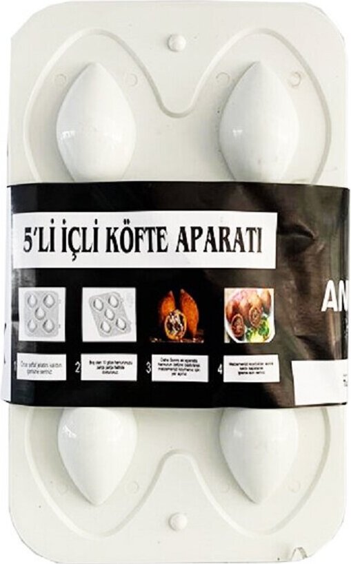 Hüma Içli Köfte Aparati 2-Teilig Kibbeh Maker gefüllte Frikadelle Form Teigform Weiß HTX-11101-WP