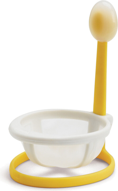 Chef'n - Eierpochierer mit Stiel für pochierte Eier, weiß/gelb, 8 x 9,5 x 14 cm Yolkster