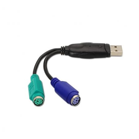Nanocable 10.03.0101, 0,15 m, 2x 6-p Mini-DIN, USB A, Samec, Samica, Čierna