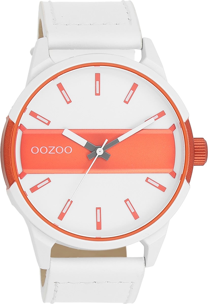 Oozoo pánske náramkové hodinky Hodinky analógové kožené biele UOC11316
