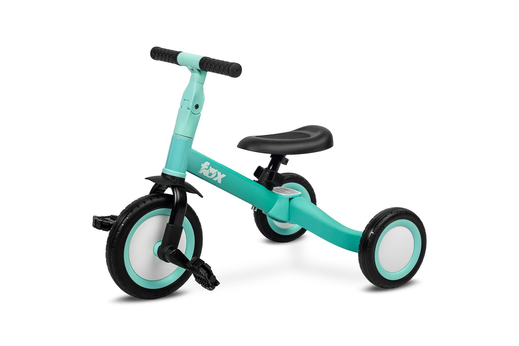 TOYZ, Dreirad Laufrad Kinder, 4in1 Kinderfahrrad, Dreirad, Zweirad, Fox, Türkis TOYZ-0275