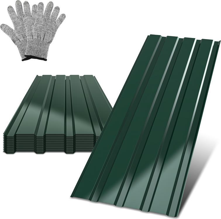 TolleTour 24xtrapézový plech 115x45 cm=12 ㎡ Strešný plech na prístrešok pre auto Profilovaný plech Strešný plech Vlnitý plech Strešné panely Stenový plech Zelený