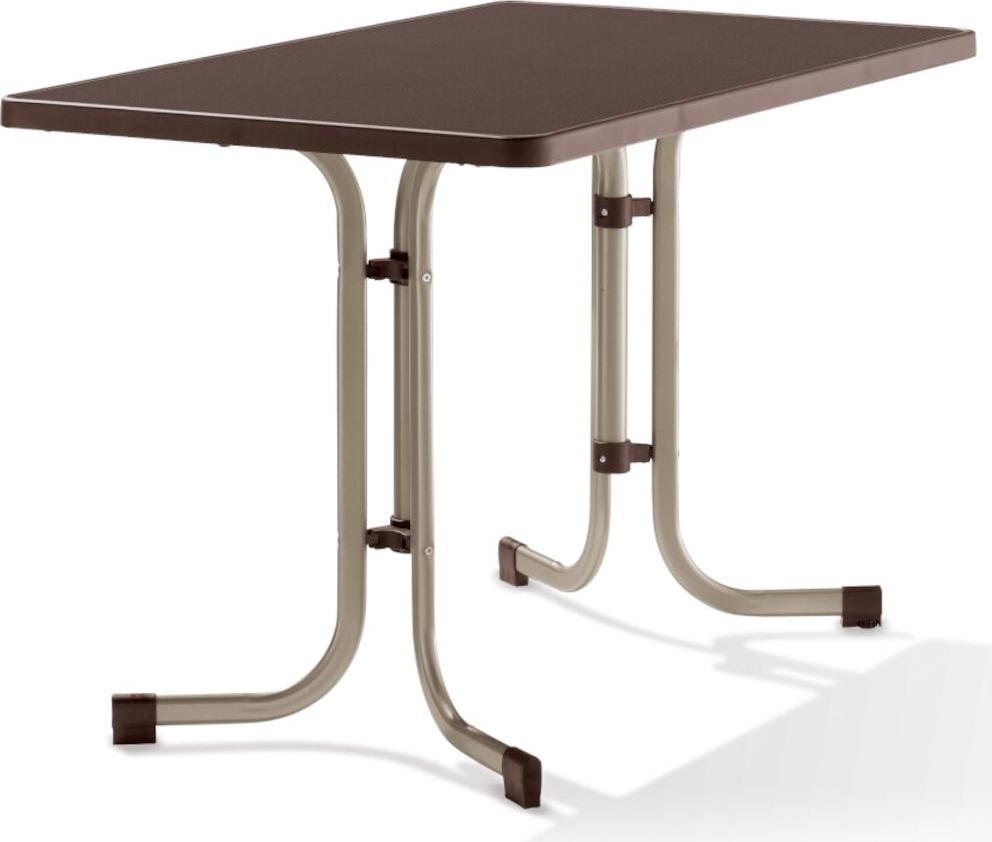 Tisch 233/CM 115 x 70 champagner Gestell aus Stahl in champagner, Tischplatte aus Mecalit-Pro in mocca