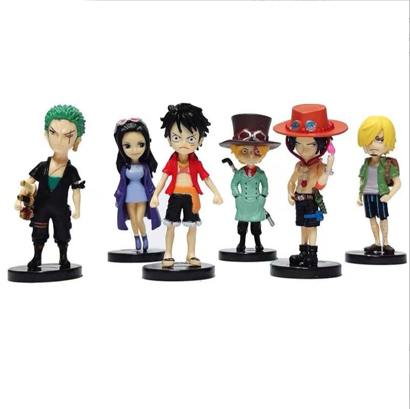Exlene 6pc Anime One Piece Action Figur PVC Luffy New Action Sammlerstück Dekorationen Puppe