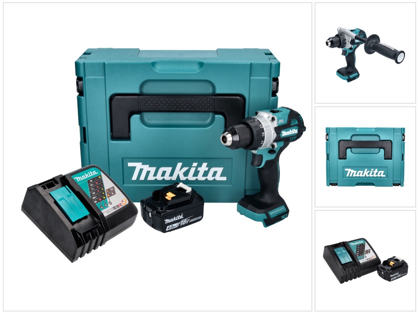 Akumulátorová príklepová vŕtačka Makita DHP 486 RM1J 18 V 130 Nm bez kefiek + 1x akumulátor 4,0 Ah + nabíjačka + Makpac