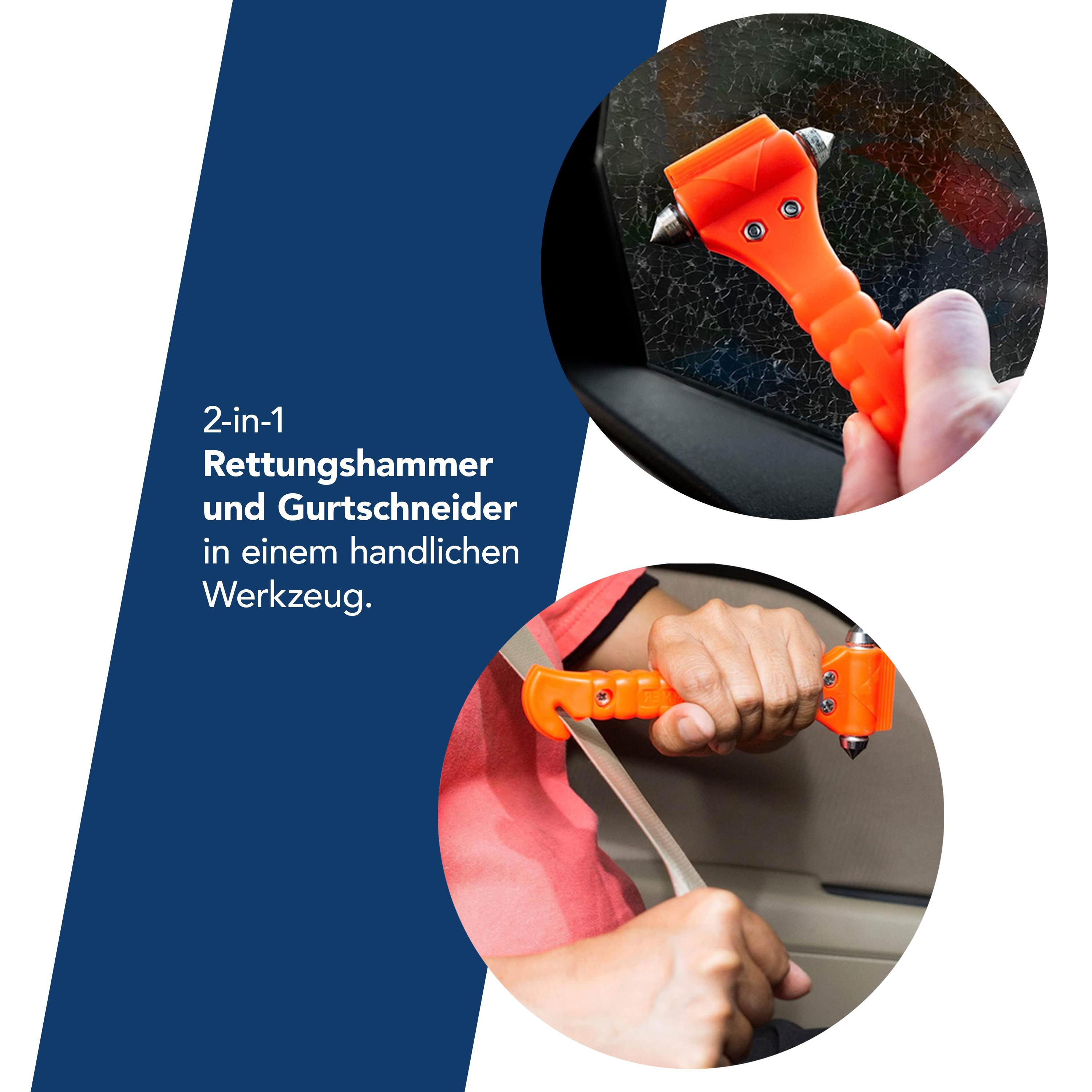 A/A 2-in-1 Auto Sicherheits Hammer Nothammer Notfallhammer fürs