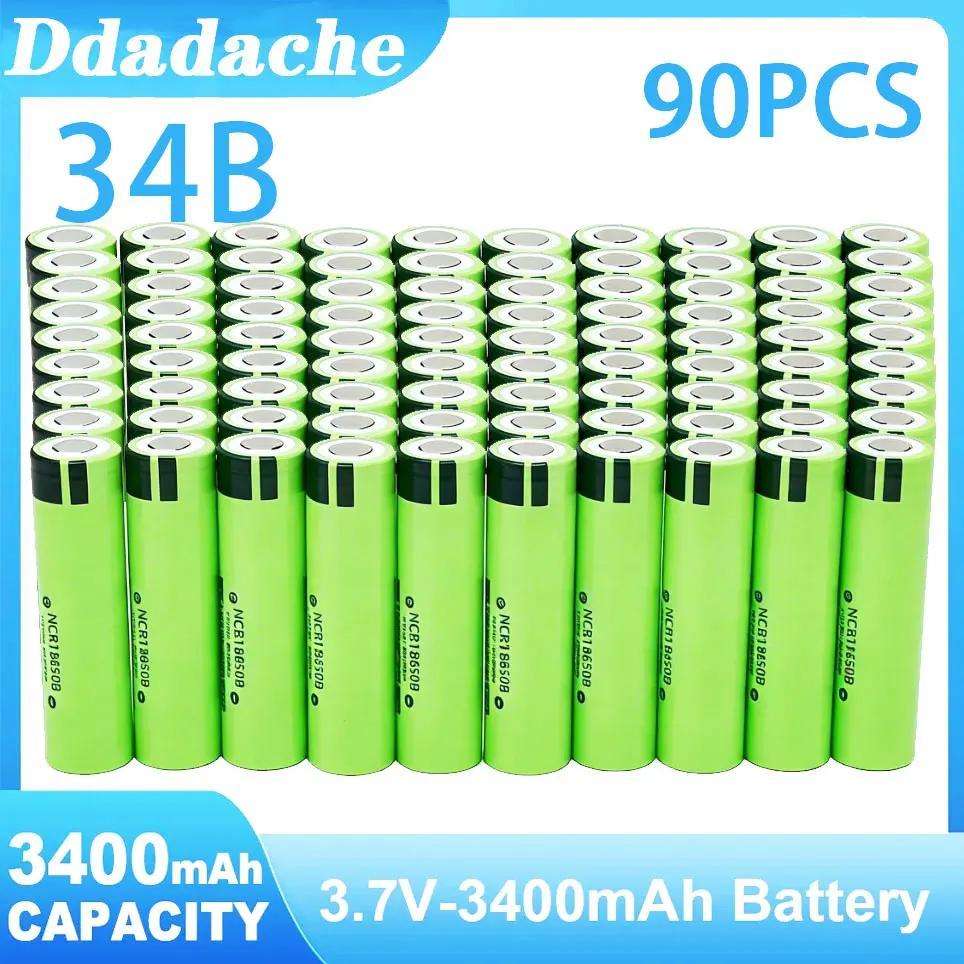 StarTech 18650 34B Lithium-Ionen Akkuzellen - Wiederaufladbar - 3400 mAh - 3,7 V - Nur Zellen - 90er Pack