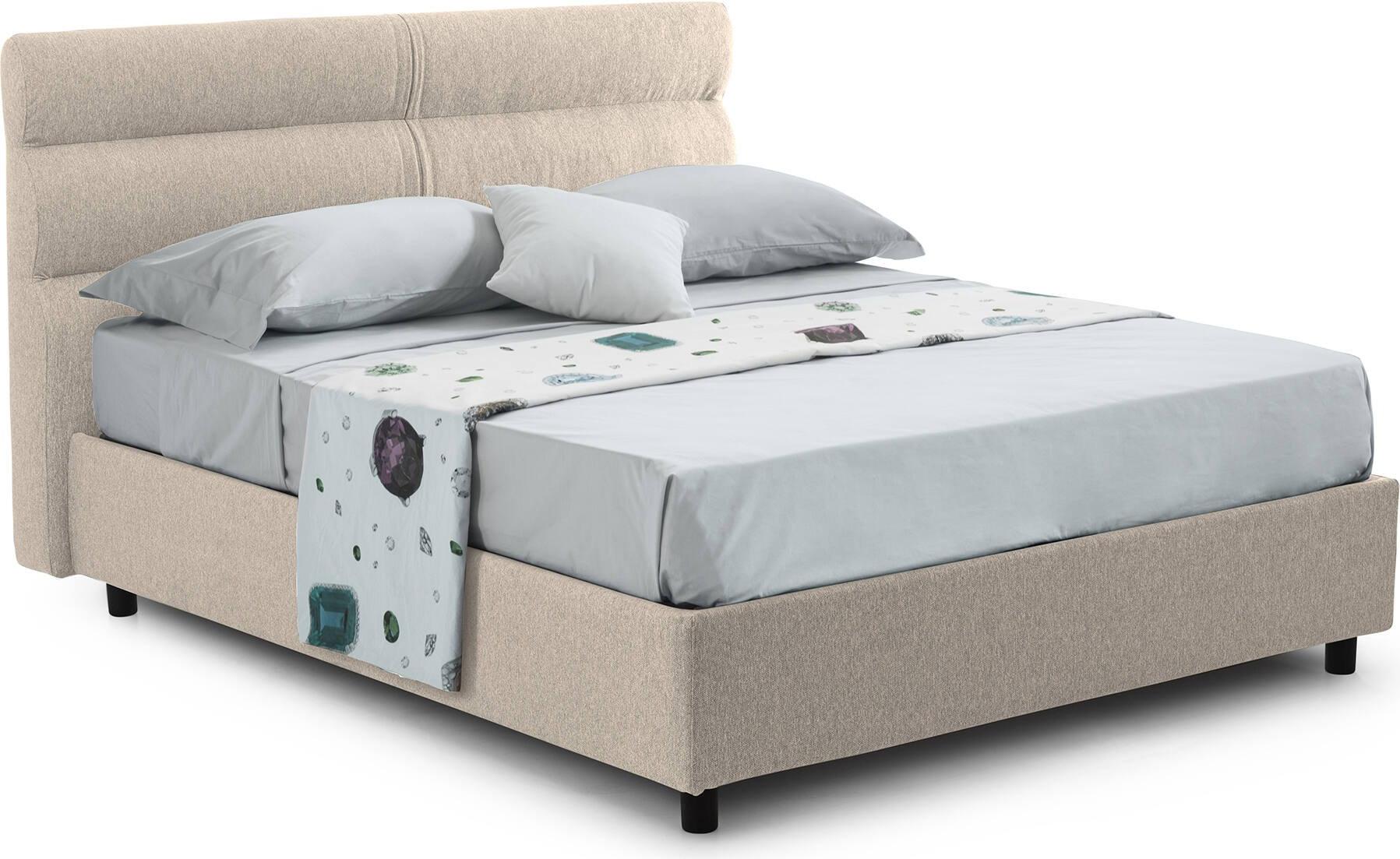 Einzelbett Dmora Adalpina Grau-Beige, Matratze Inkl. abnehmbar