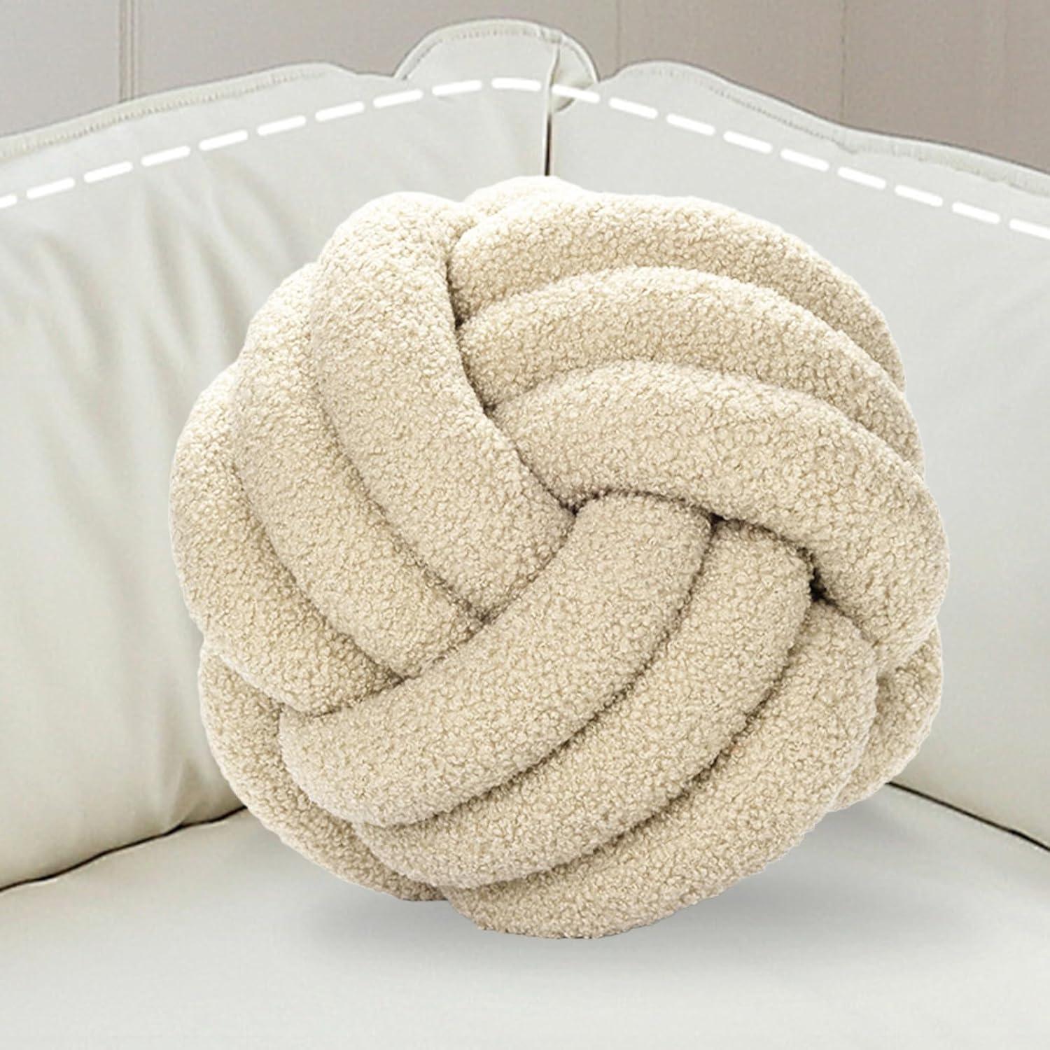 Markenlos Knotenkissen, Geknotetes Kissen, Ø 22 cm Weiches KnotenBalancekissen, Geknotete Kugel für die Heimdekoration, Beige