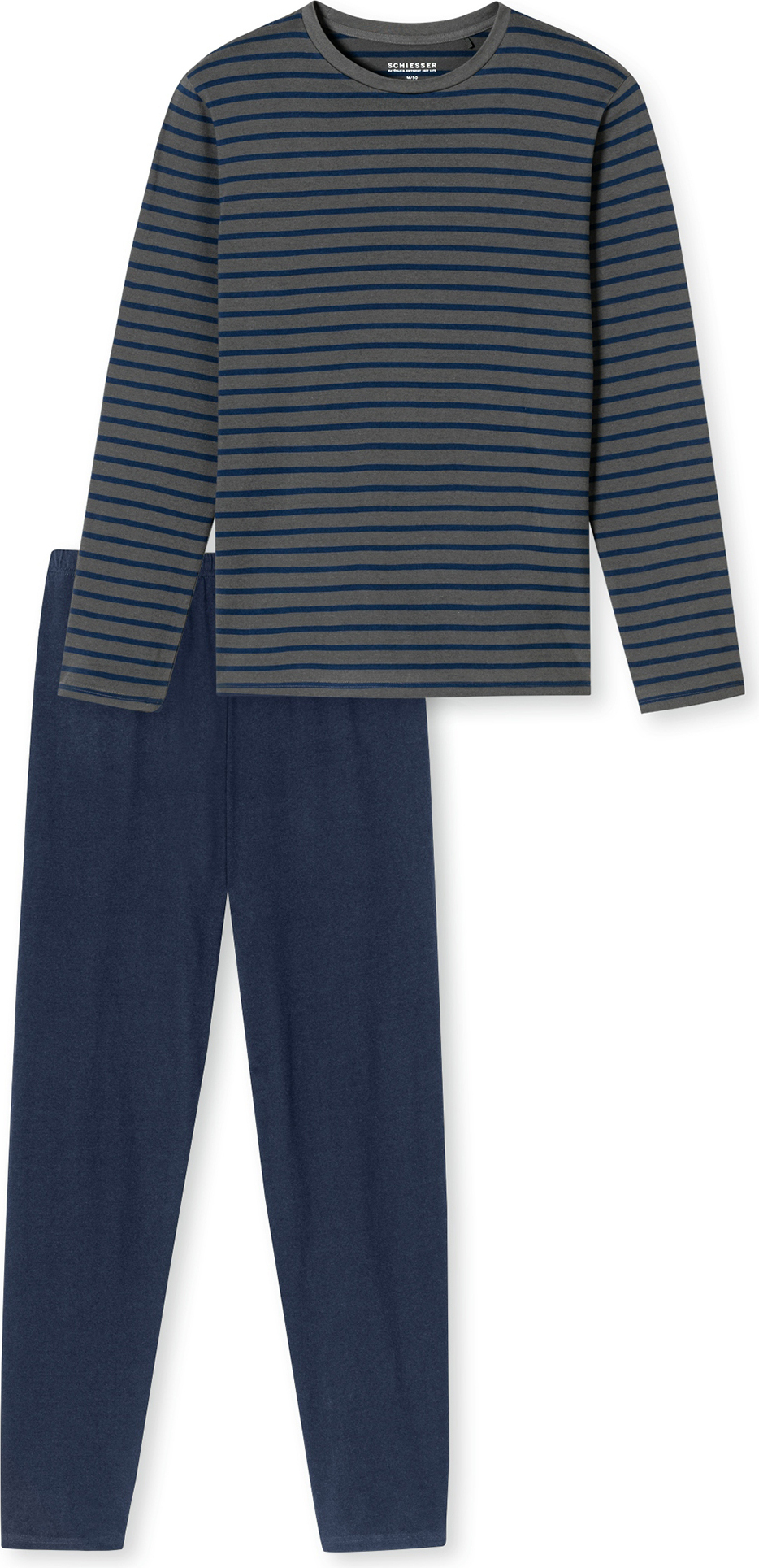 Schiesser Lungo Set di Pigiama, Blu Scuro, 58 Uomo