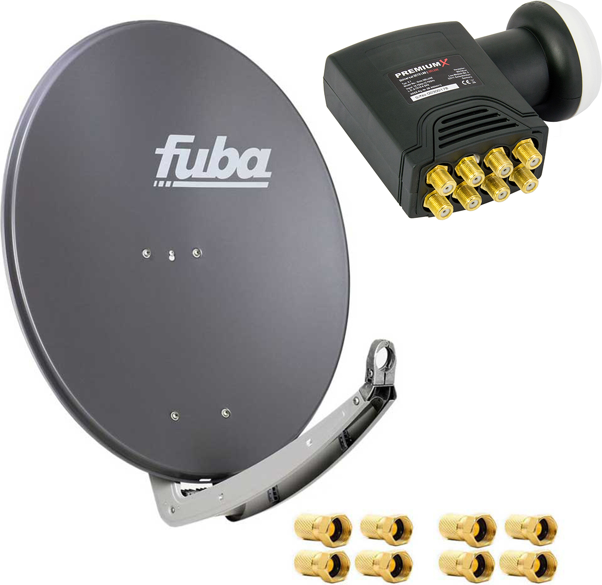 Fuba DAA 780 A Satellitenantenne Aluminium in Anthrazit HDTV 3D 4K Premium X DELUXE Octo LNB Sat