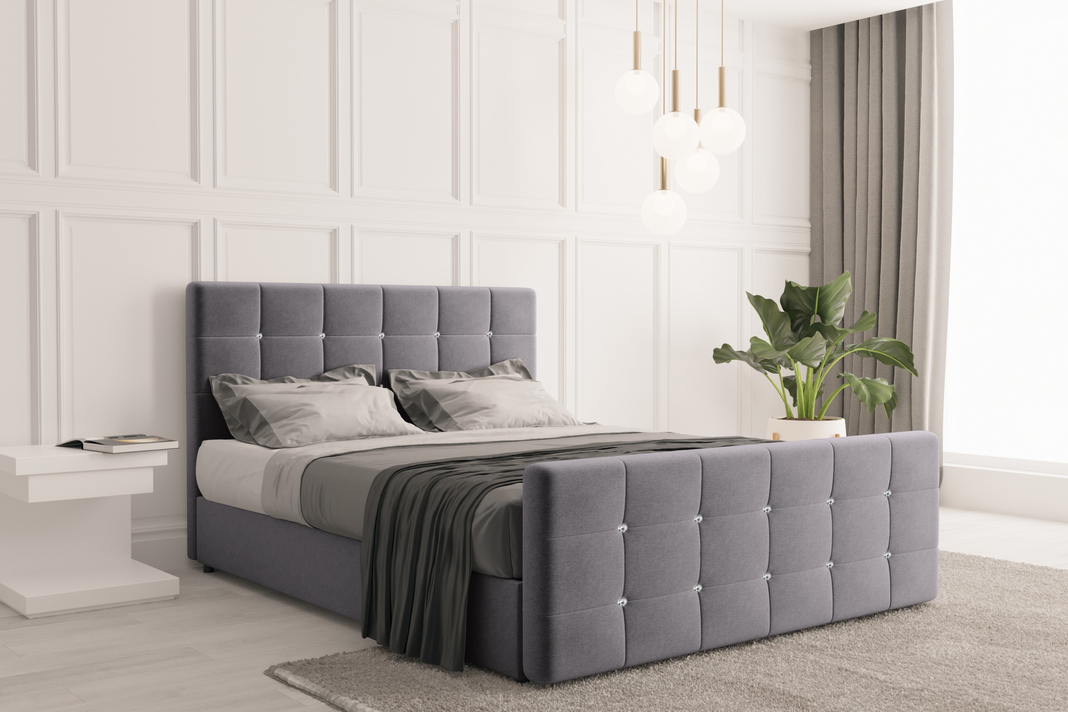 Skriňová posteľ Kaiser Möbel s podnožou a matracom 180 cm x 200 cm, spálňová posteľ ROMA sivá + topper