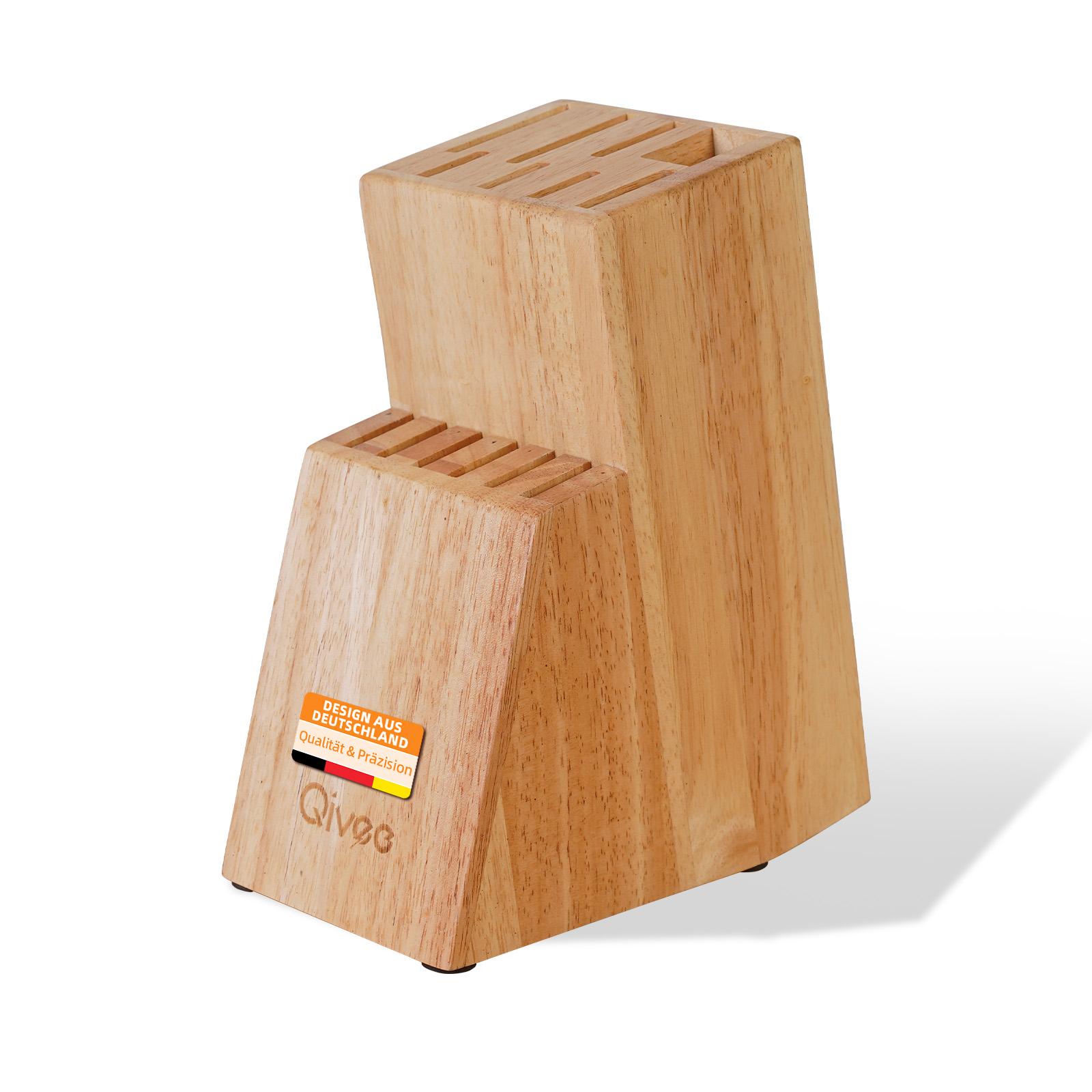 Messerblock Holz 13 Messer Unbestückt Schere Wetzstahl Messerhalter Wood Qivee Q-31