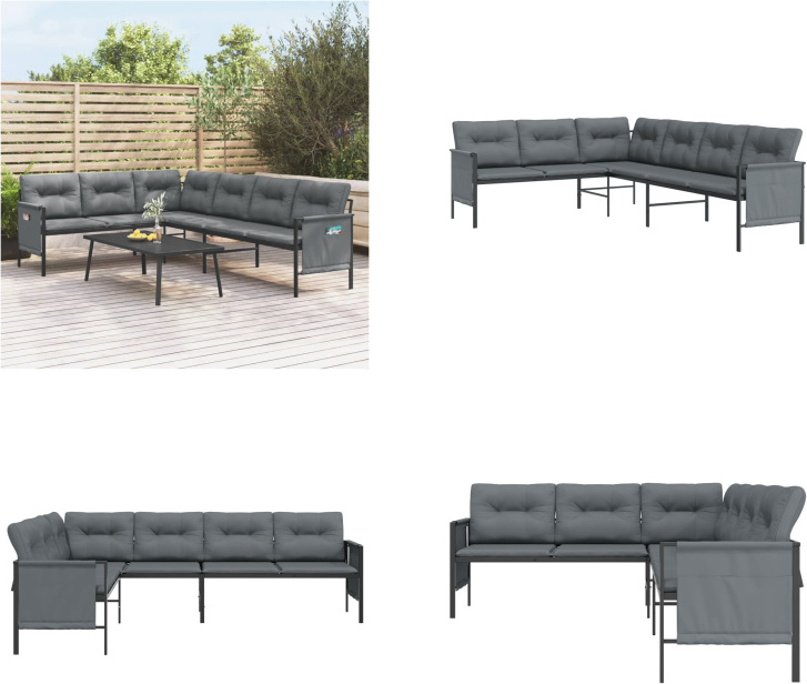 vidaXL Rohová záhradná pohovka antracitová oceľ a textilén - Rohová záhradná pohovka - Rohové záhradné pohovky - Rohová vonkajšia pohovka - Rohová pohovka terasa