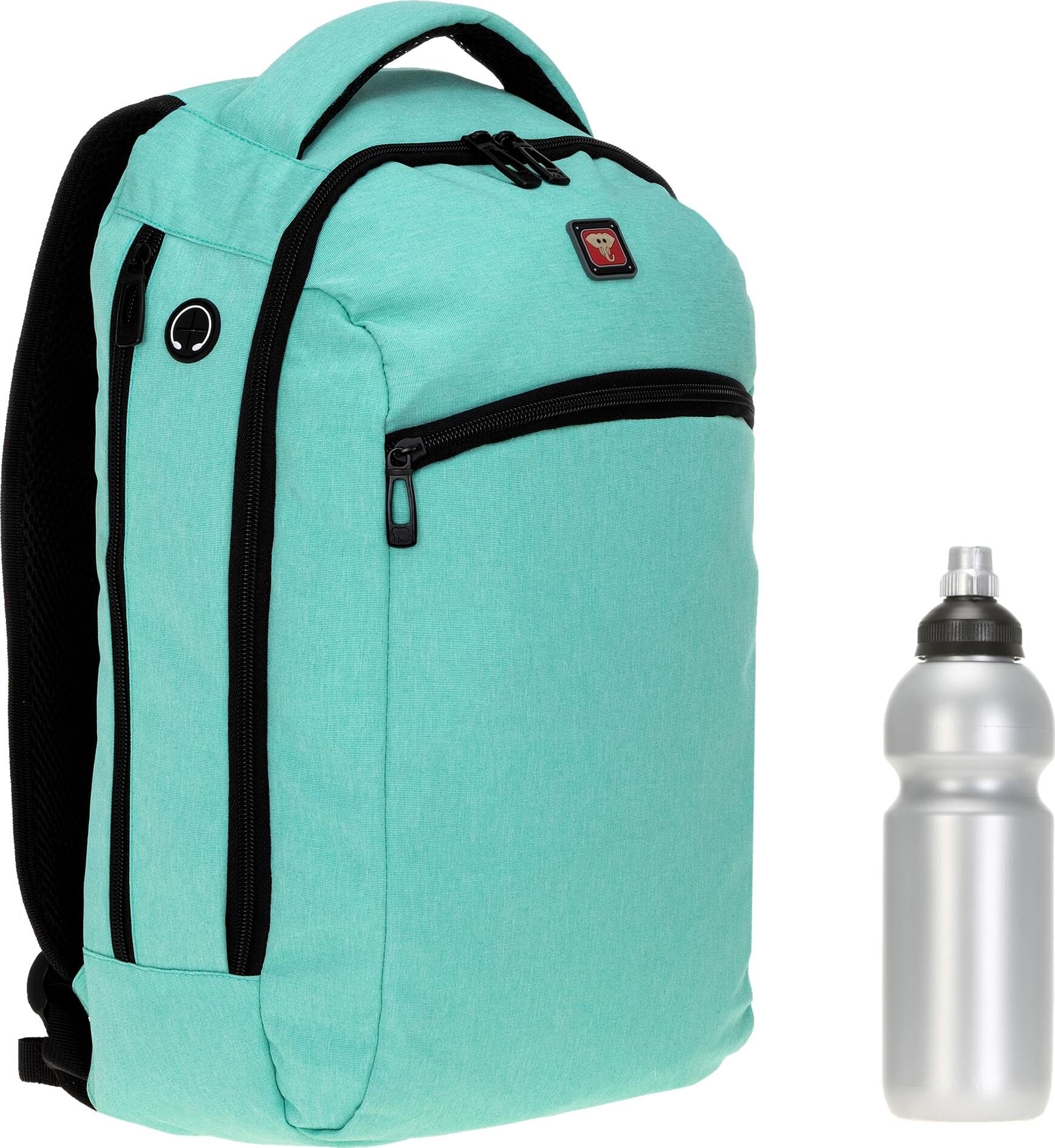 Rucksack Laptoprucksack Elephant Bjarne Freizeitrucksack DIN A4 Bürorucksack Bürotasche Damen Mädchen 12815 Mint + Trinkflasche