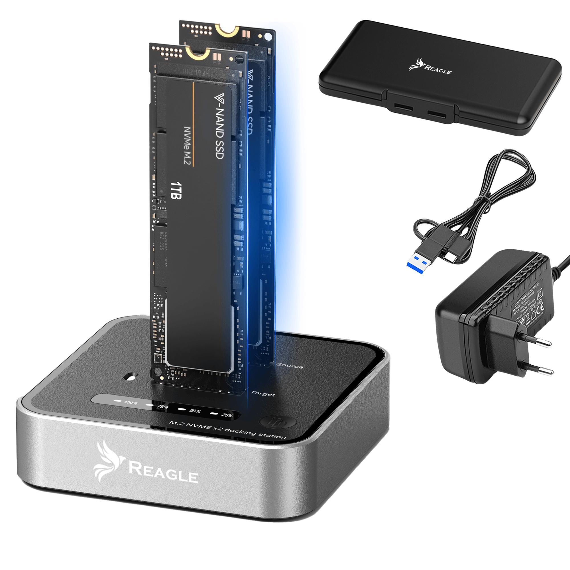 REAGLE NVME NVME PCIe M.2 USB-C 3.2 M2 SSD Cloning Station Adapter bis zu 4TB 10gbps RY9M2