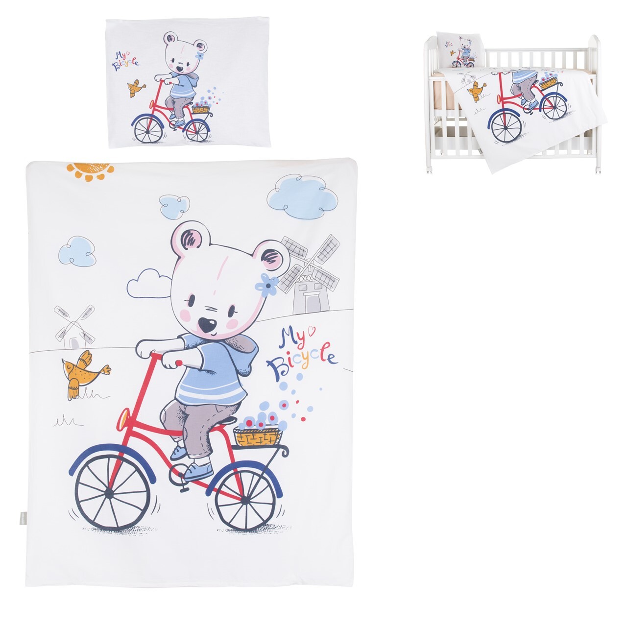 Chipolino 5-teiliges Bettwsche Set, Decke 95 x 125 cm Kissen 35 x 45 cm blau Rennfahrer SPCET502404