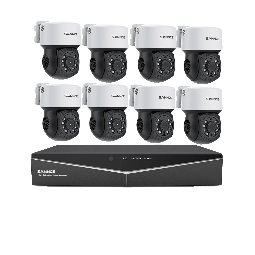 SANNCE video monitorovací systém, rozlíšenie 2MP, 30m nočné videnie, 8ch s 8 kamerami, 4T