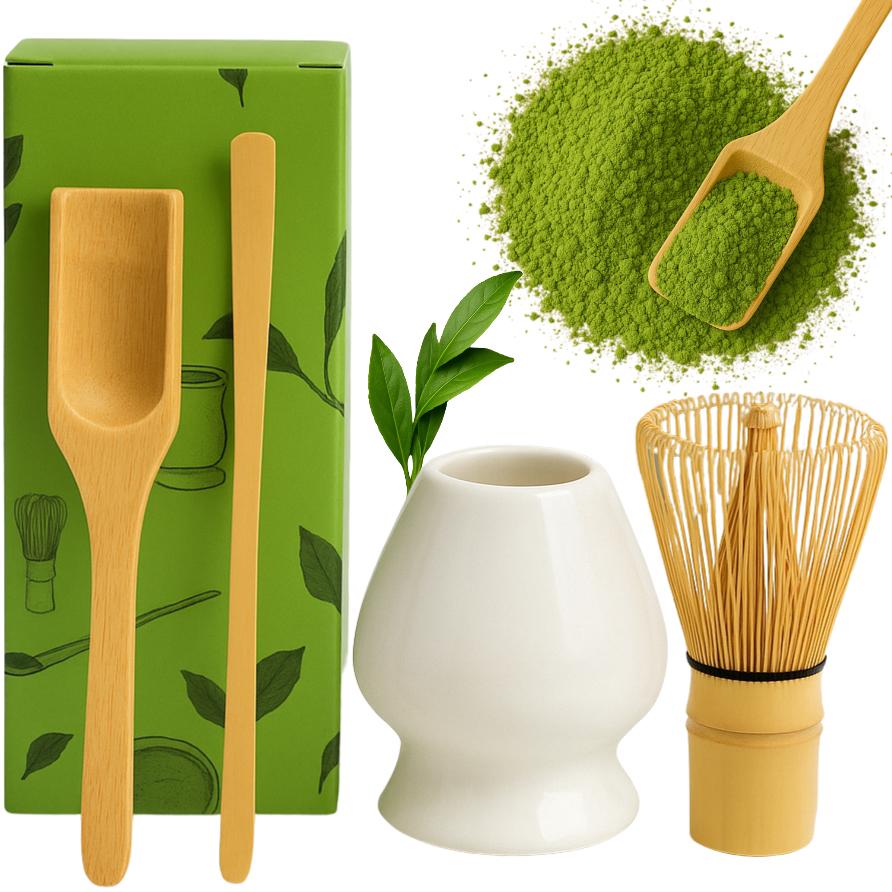 Orzeszku Matcha-Zubereitungsset 4-in-1 – Weiß – Traditionelles Set für die japanische Teezeremonie