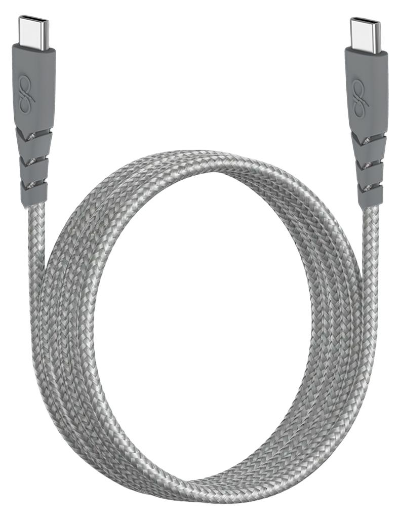Force Power, Ultraverstärktes USB-C/USB-C Kabel, 2 m, 3 A, Grau FPCBLCC2MRG