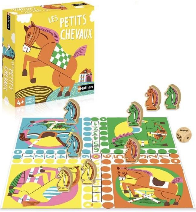 Brettspiel NATHAN Spiel mit kleinen Pferden Tolle klassische, originelle Illustrationen NAT8410446315446