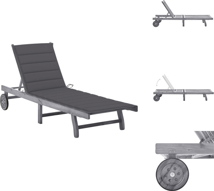 vidaXL Lehátko s vankúšom sivé akáciové masívne drevo - Lehátka