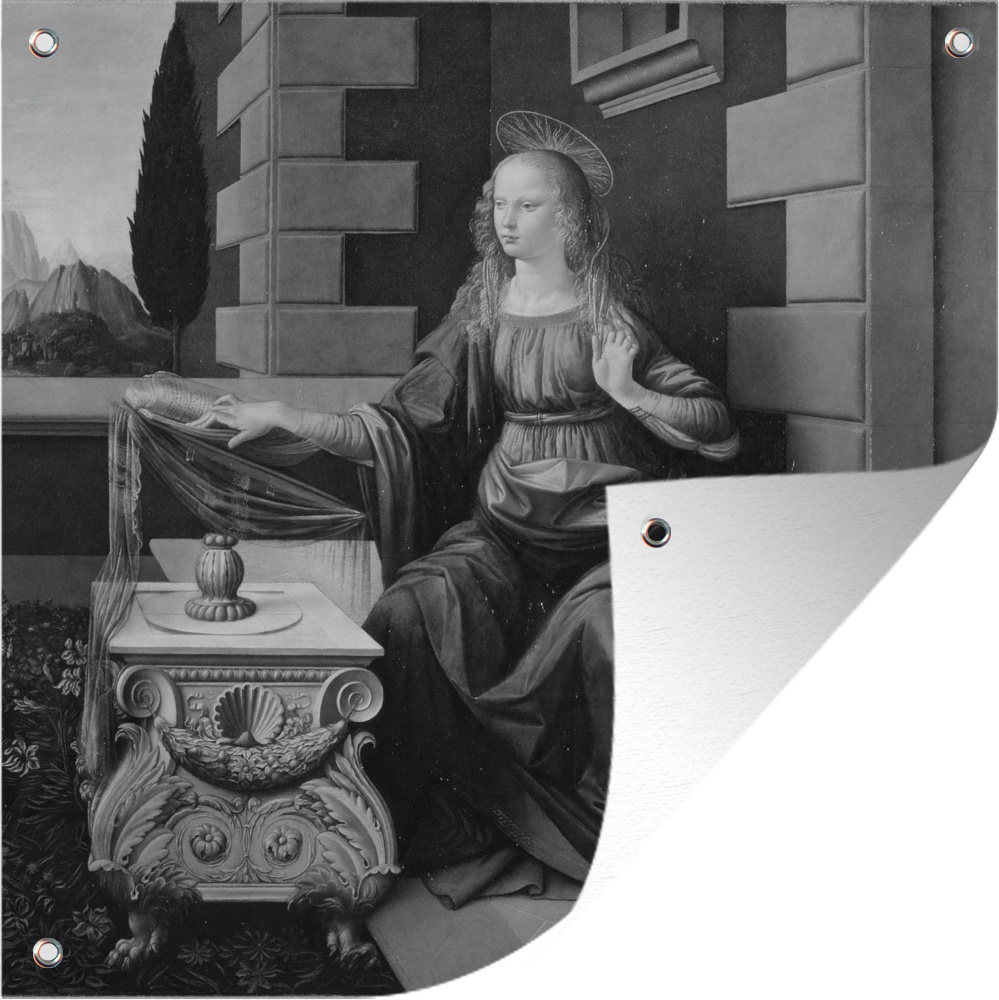 MuchoWow® 50x50 cm Outdoor-Poster Gartendeko Sichtschutz Garten Poster für den Garten Die Verkündigung - Leonardo da Vinci 133|38377746