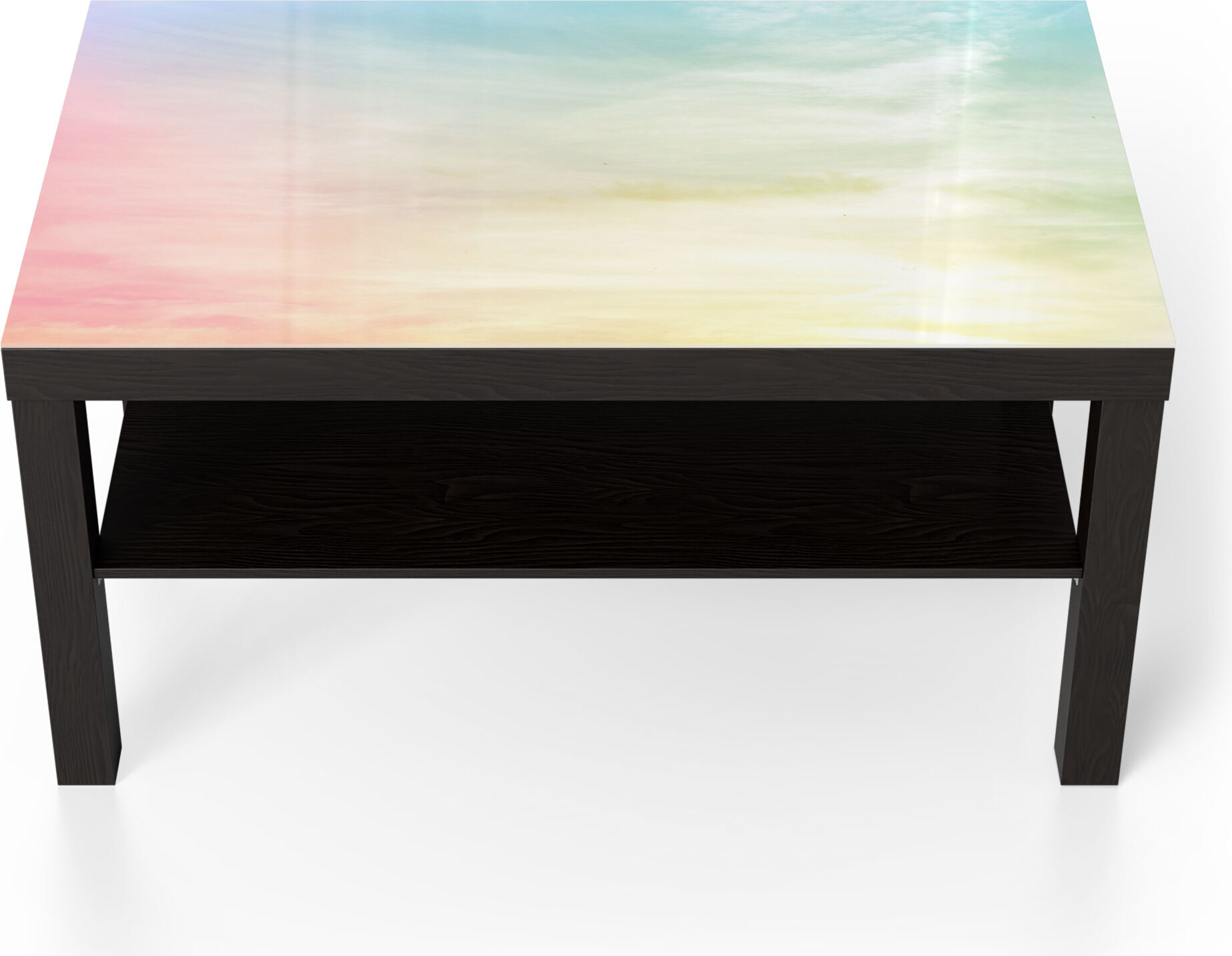 DEQORI Couchtisch 90x55 cm Schwarz 'Pastelliger Himmel' Glas Beistelltisch TL-90-55-B-1038