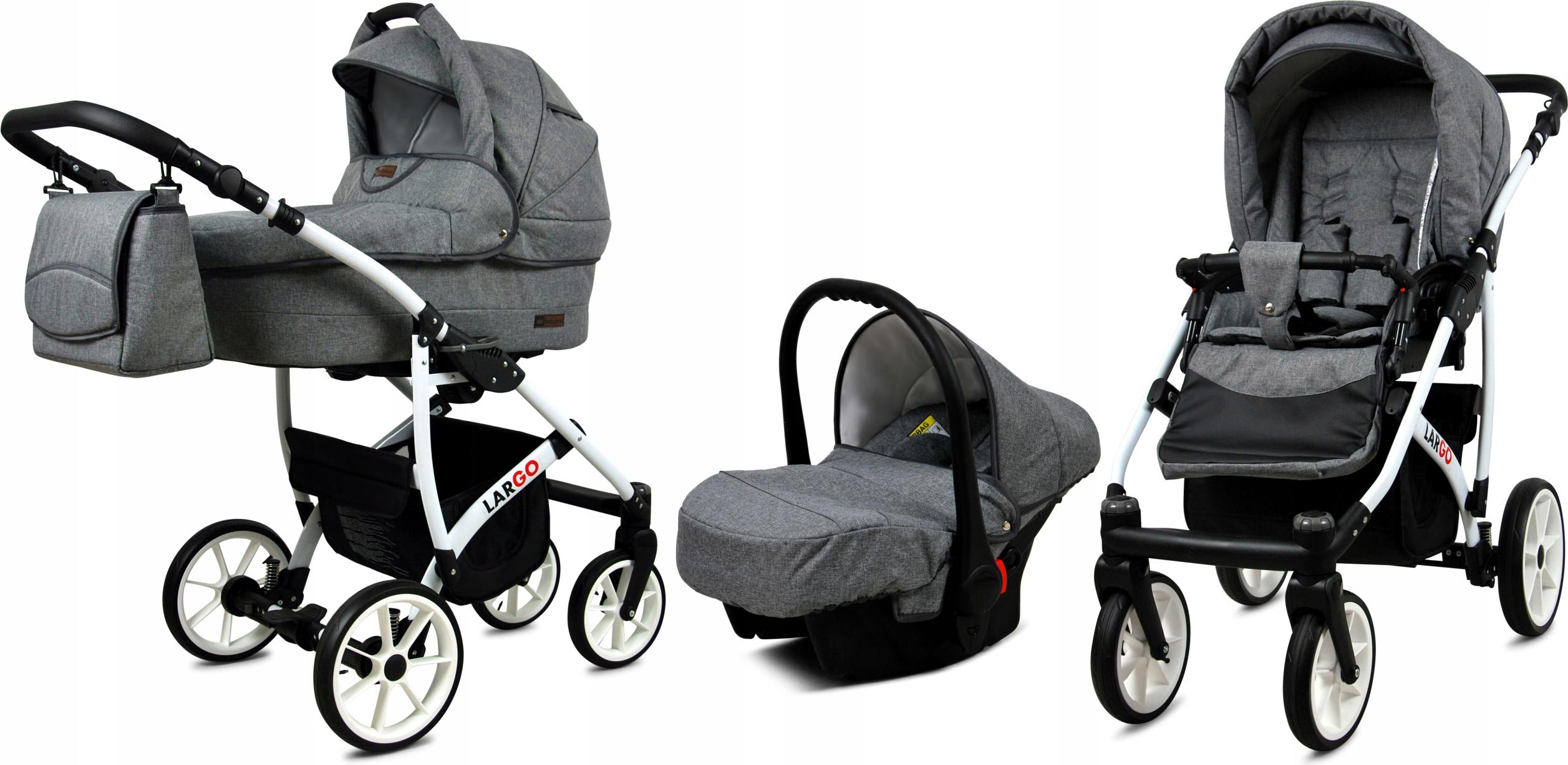 BabyLux Largo | 3in1 Kinderwagen Set | Grey Flex | Kombikinderwagen | Kinderwagenset | Buggy +