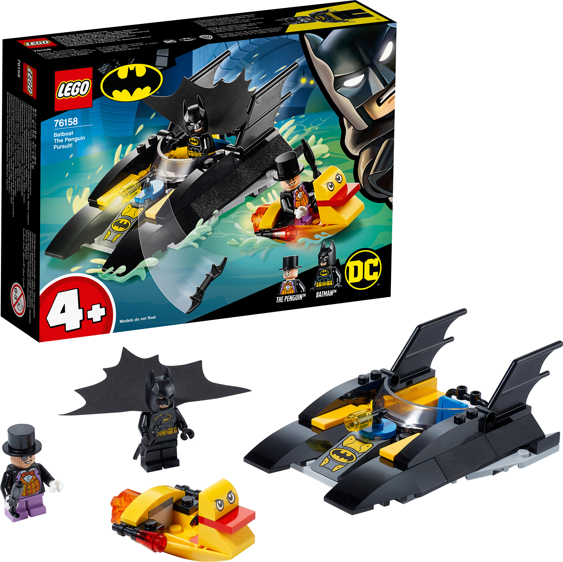 LEGO 76158 Super Heroes DC Batman 4+ Verfolgung des Pinguins – mit dem Batboa, Spielzeugboot für Kinder