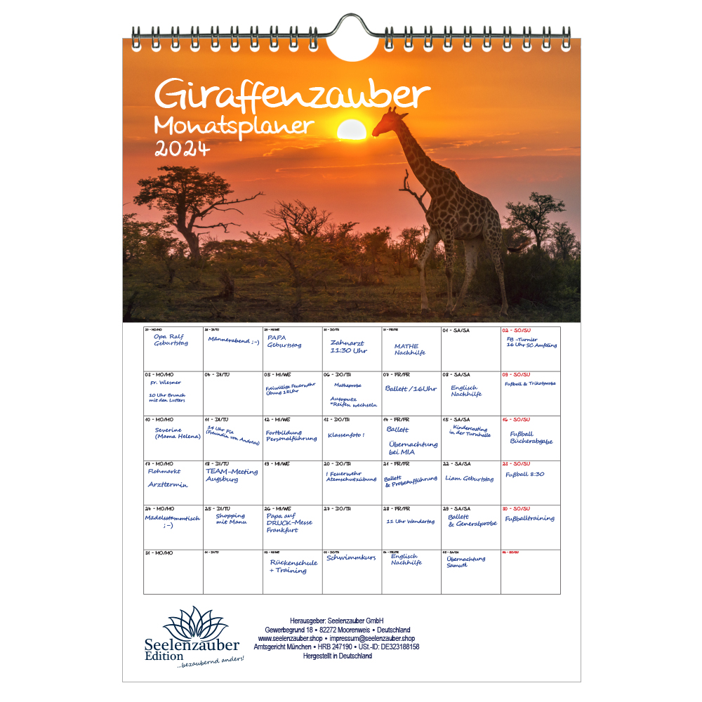 Giraffenzauber Planer DIN A4 Kalender für | Kaufland.de