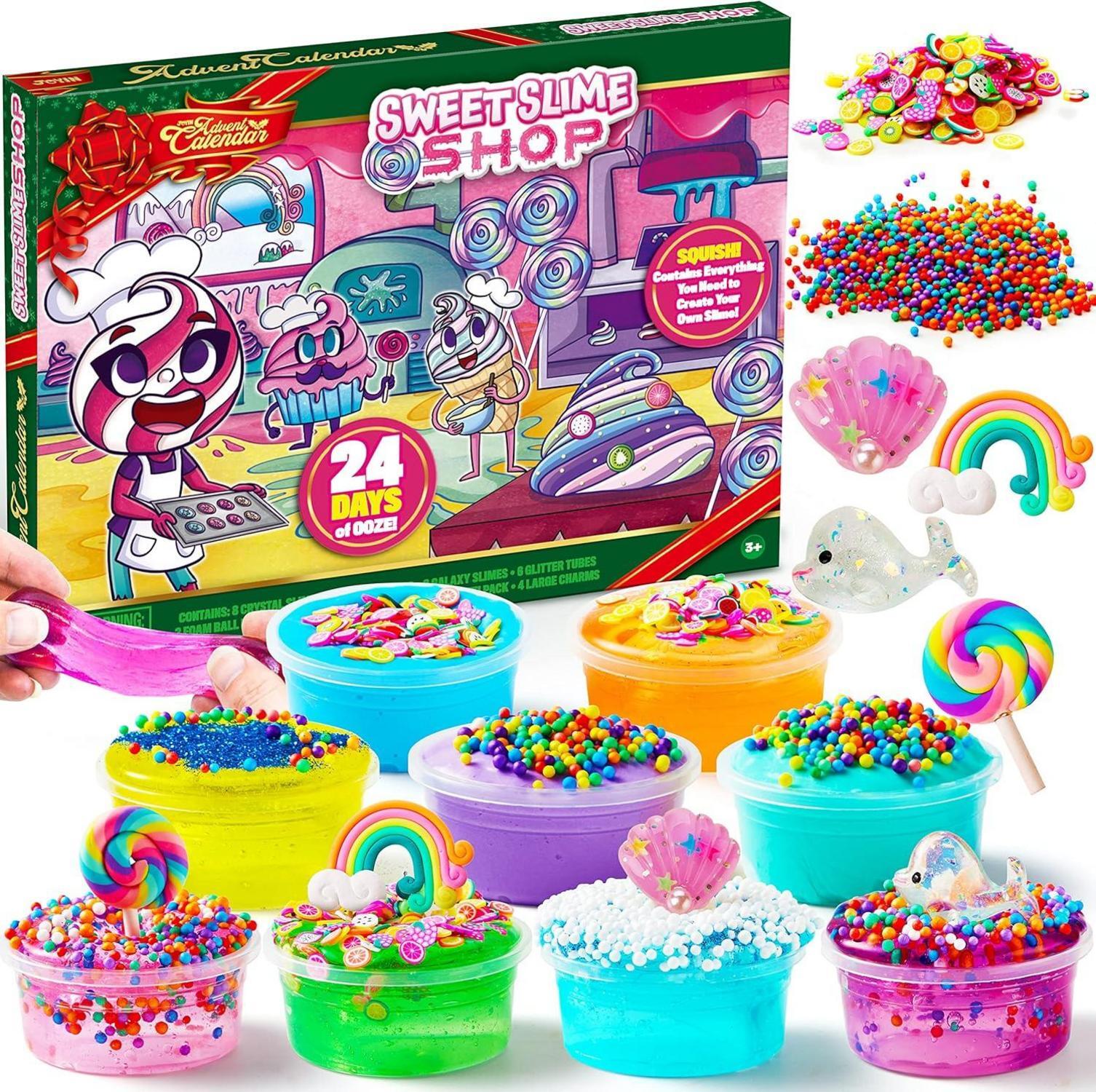 DIY Slime Adventný kalendár Adventný kalendár 24 dní Odpočítavanie 24 Slime 8 Príslušenstvo