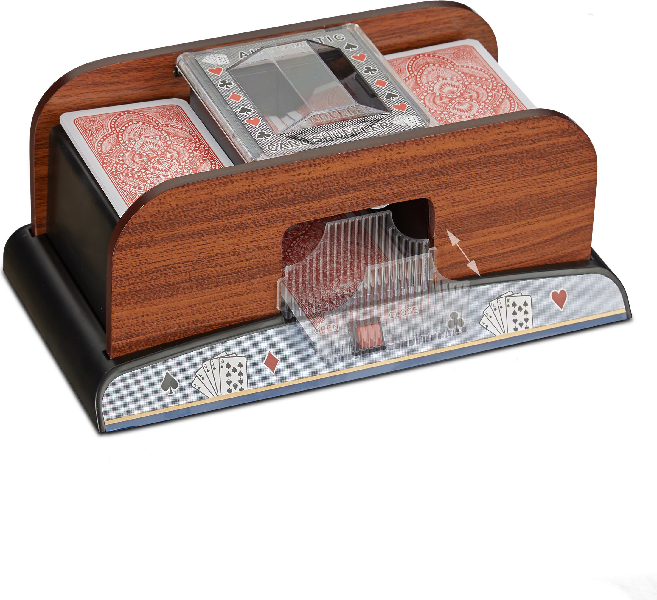 Relaxdays Mélangeur De Cartes Automatique 4 étages – 2 Jeux – Rouge – 15x20,5x10,5 Cm – Fonctionne Sur Piles AA