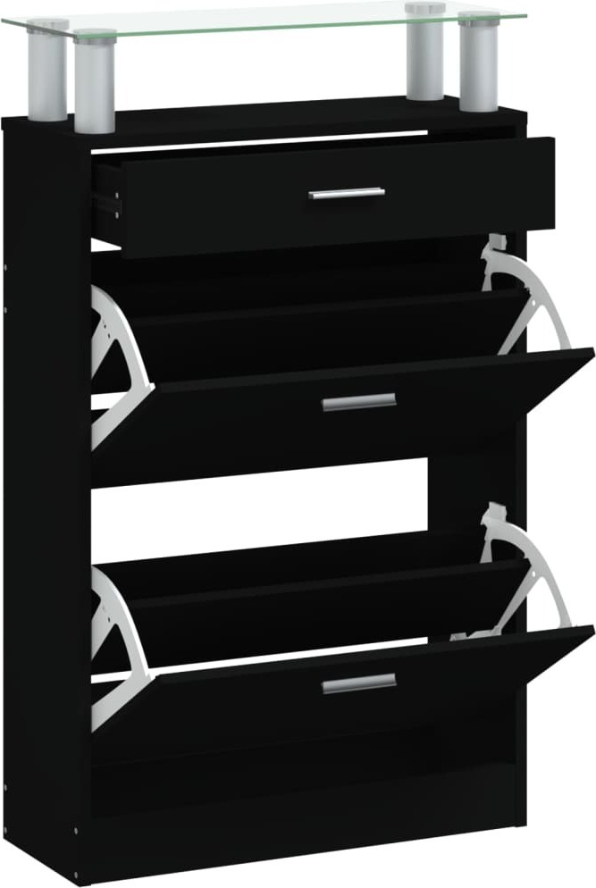 Schuhschrank Schwarz 63x24x104 cm Holzwerkstoff