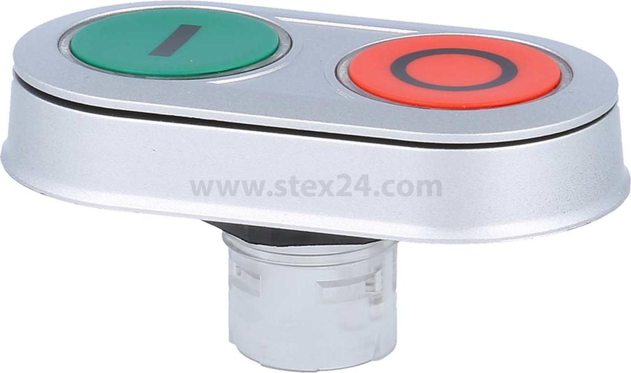Georg Schlegel Doppeldrucktaste mit Ringbeleuchtung, rot/grün beleuchtbar, abgerundetes Rechteck, OKTRON-R Hub 3,0mm - RRDTLRGRBW_0003