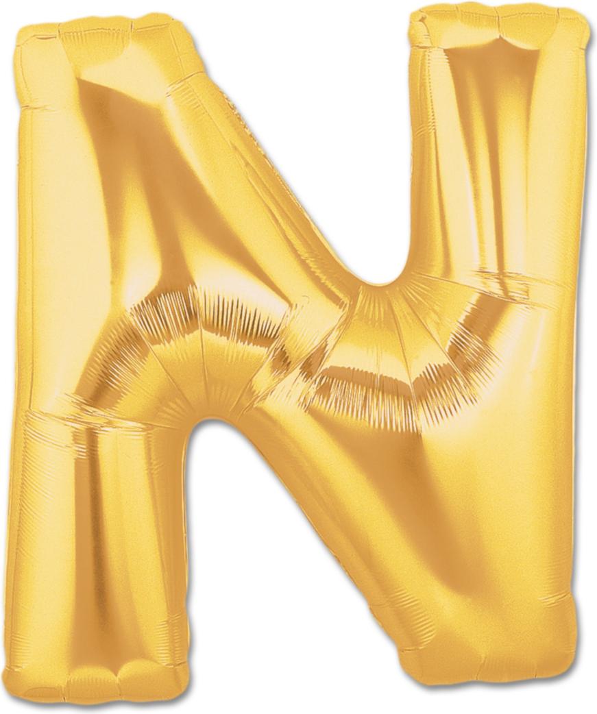 M-import Ballon In Form Eines Goldenen Buchstabens 40 Cm Goldener Buchstabe N
