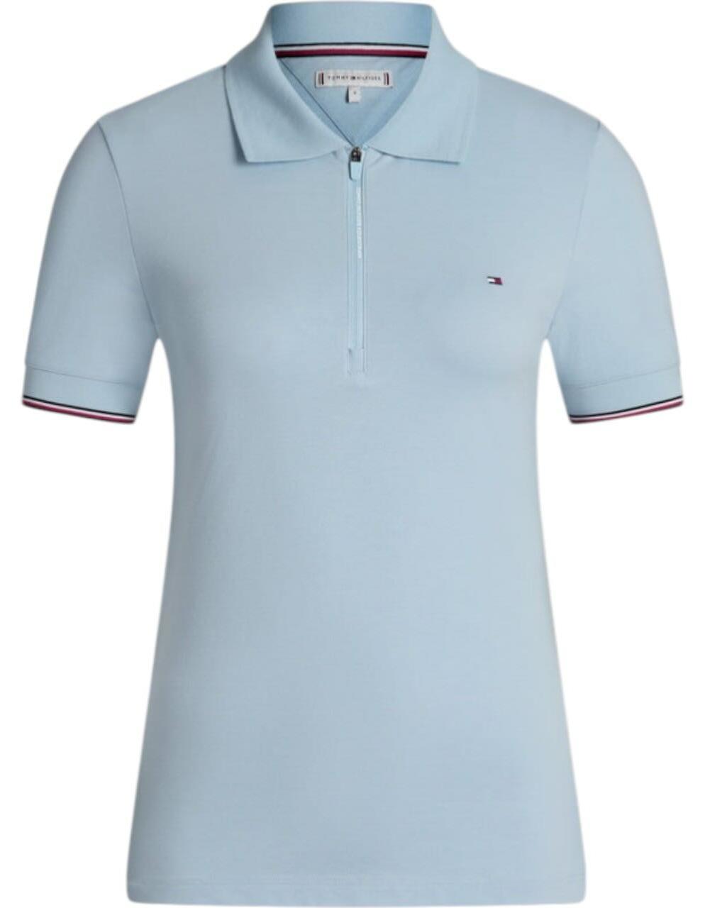 Tommy Hilfiger Equestrian Poloshirt Damen Anaheim Zip FS 2026 Zip-Shirt Sweet Blue M TH17WSSP138-074-M