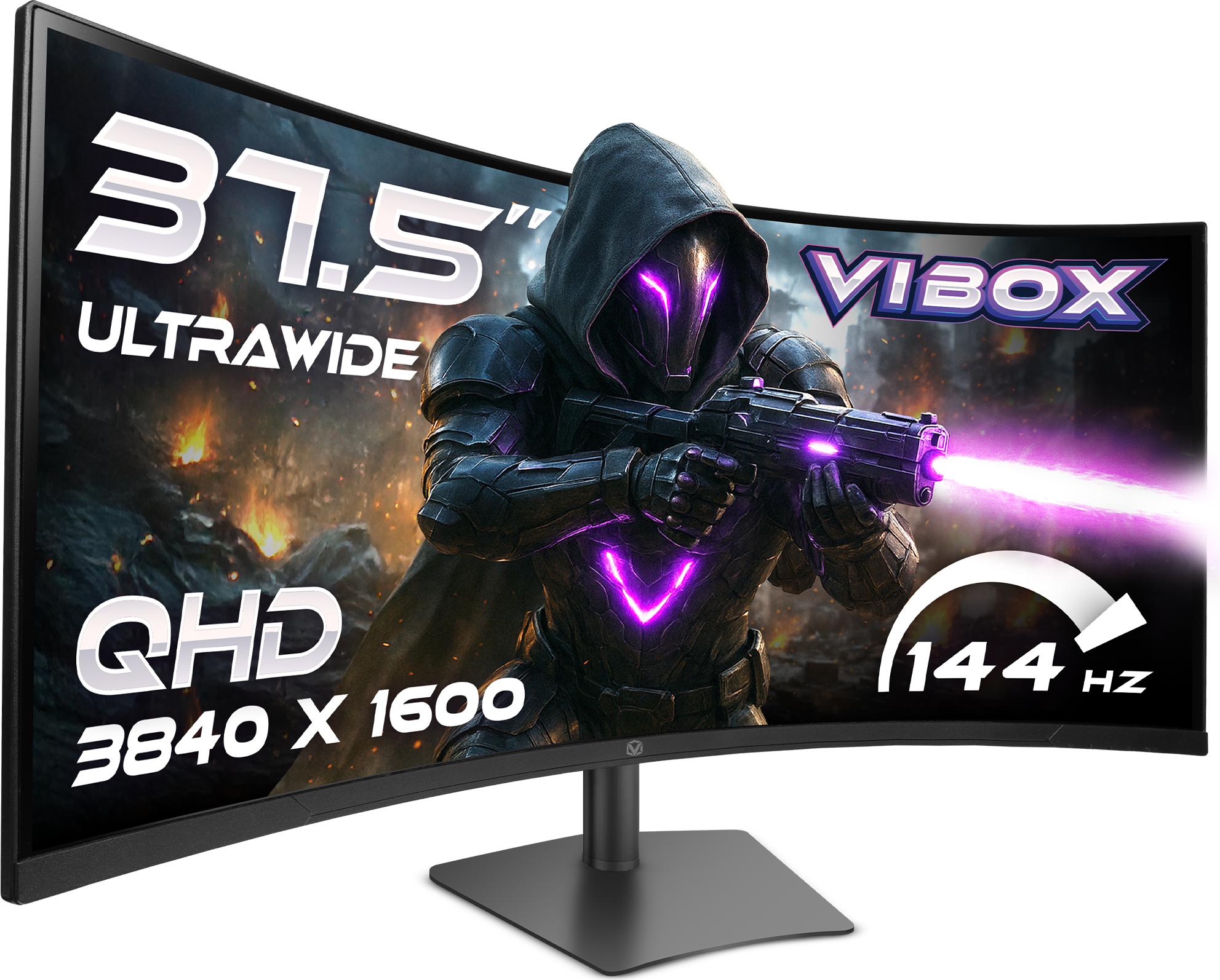 Vibox 37,5-Zoll 144Hz UltraWide Curved Gaming-Monitor – UWQHD-Auflösung, 1ms, Adaptive Sync, HDMI & DisplayPort ZMON-VIBOX-38Z144UWQHDC-PD1-EU