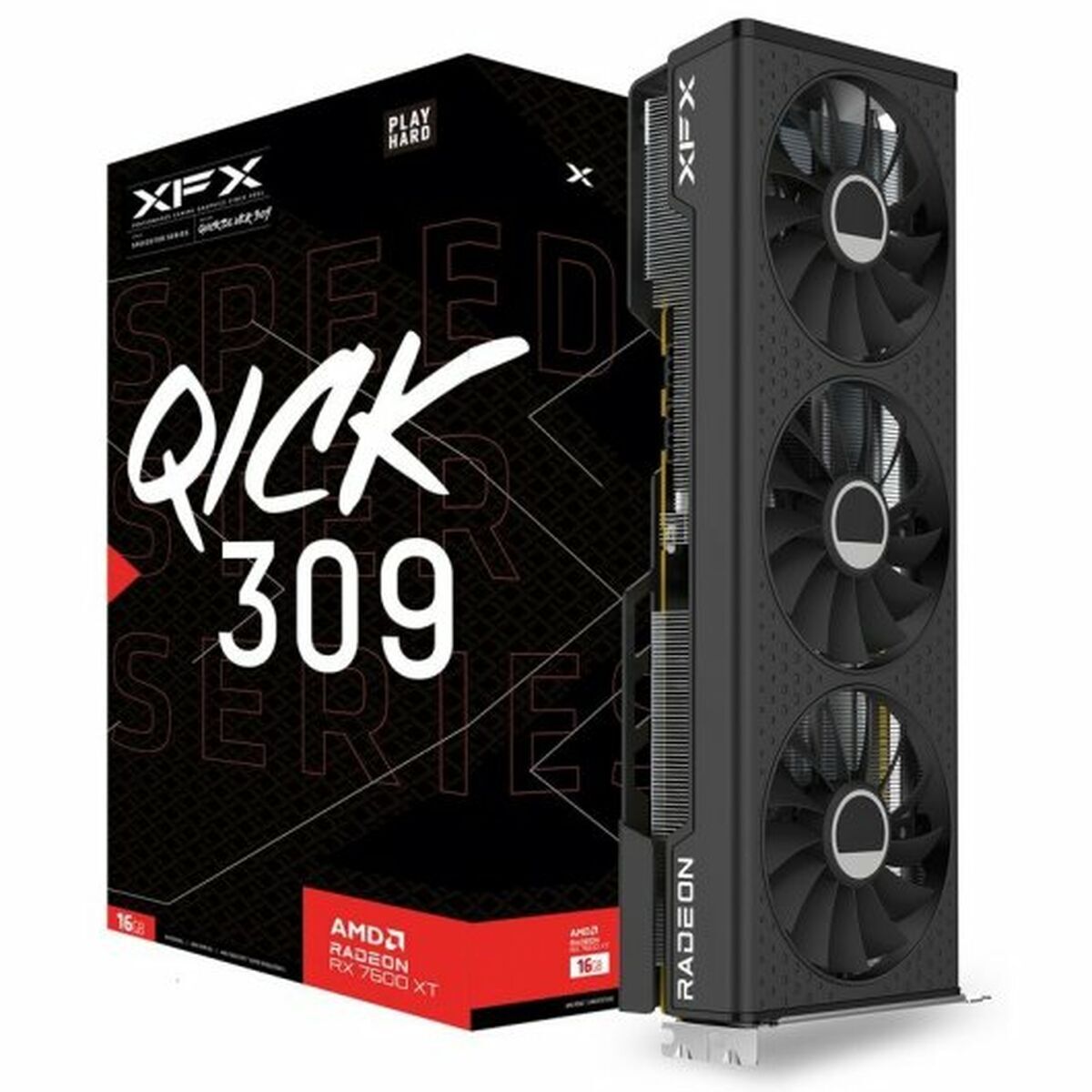XFX Speedster QICK 309 AMD Radeon RX 7600 XT - Grafikkarten - Radeon RX 7600 XT - 16 GB GDDR6 - PCIe 4.0 - HDMI, 3 x DisplayPort
