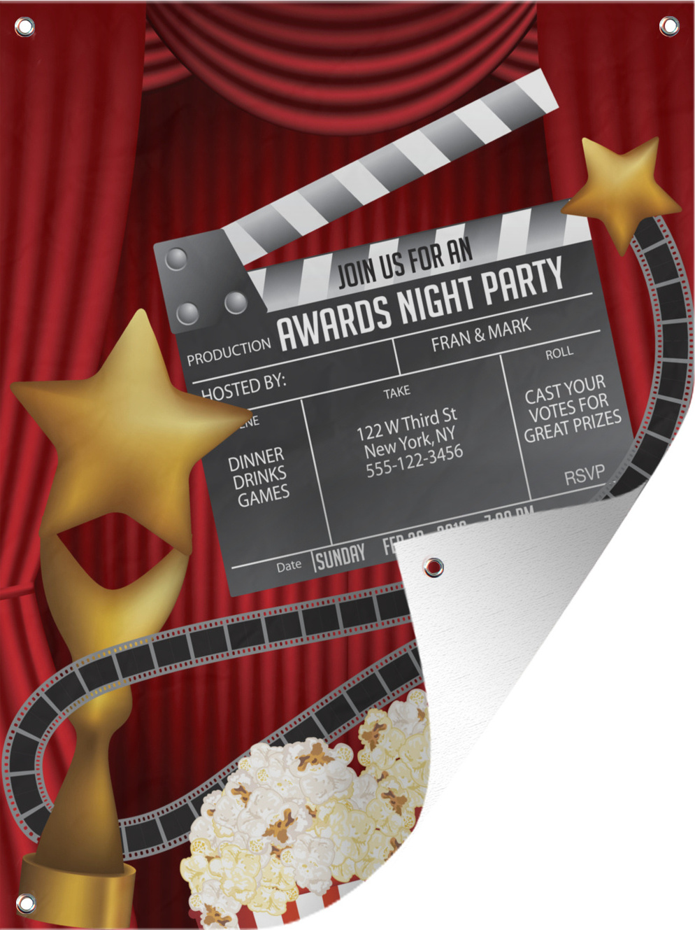 MuchoWow® 30x40 cm Outdoor-Poster Gartendeko Sichtschutz Garten Poster für den Garten Eine Illustration einer Einladung zu einer Preisverleihung in Hollywood 133|1342824