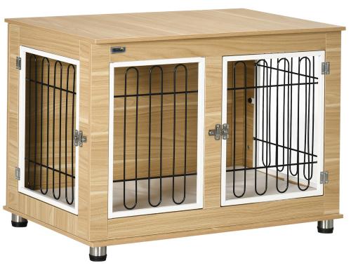 Gotagee Eiche 90 x 58 x 65 cm Hundehuette Hundehaus Hundekaefig Mit Tischplatte Doppeltueren Kissen Innen & Aussen Doghouse-T3323P313923