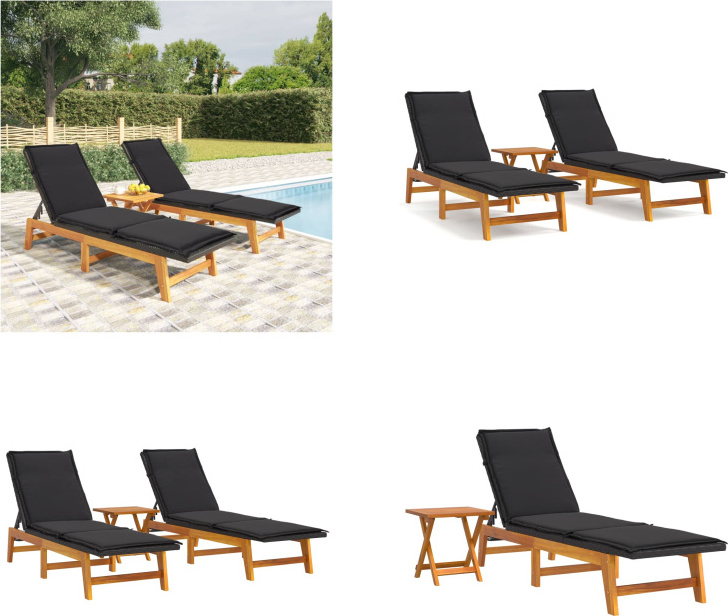 vidaXL 3 tlg. Garten Lounge Set Poly Rattan & Massivholz Akazie - Garten-Lounge-Set - Garten Lounge Set - Loungemöbel Set - Gartenmöbel Set